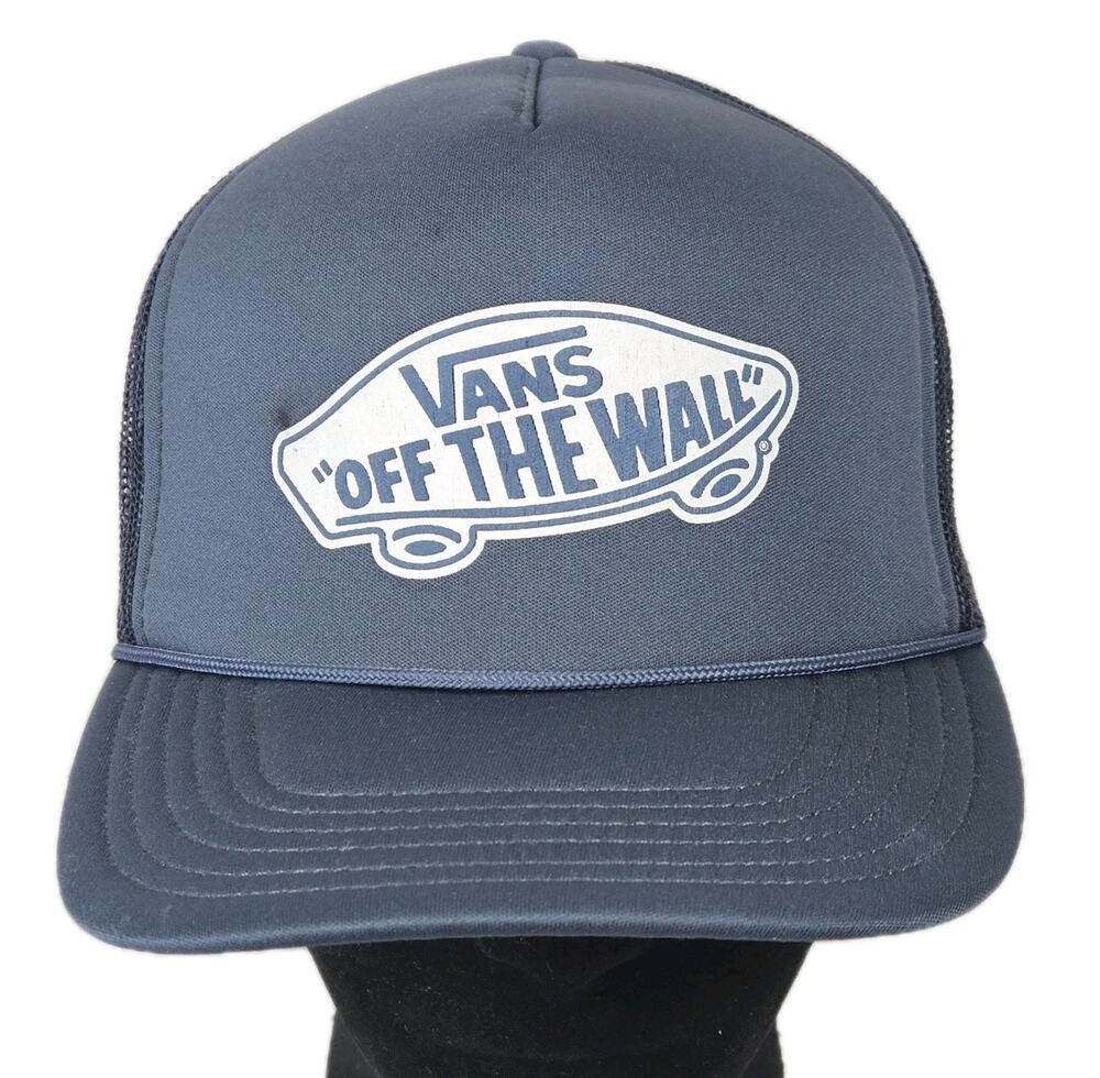 VANS Off the Wall Skateboarding Snapback Mesh Trucker Hat Blue Otto